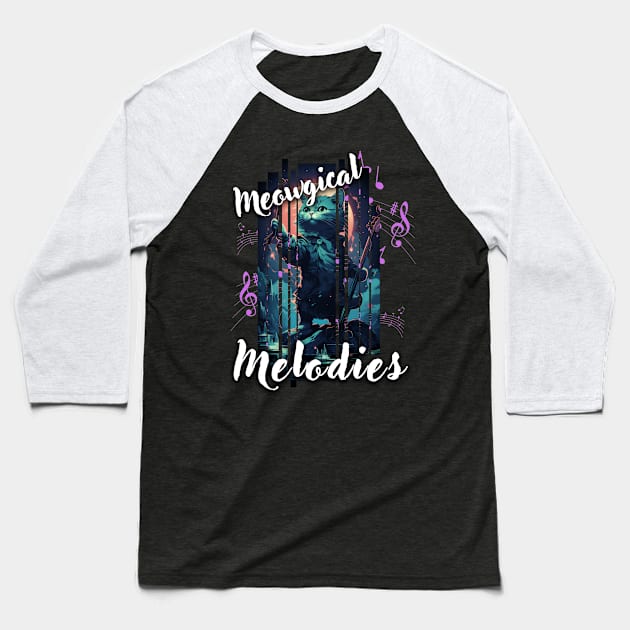 "Gato Encantador: Meowgical Melodies" Baseball T-Shirt by LionCreativeFashionHubMx